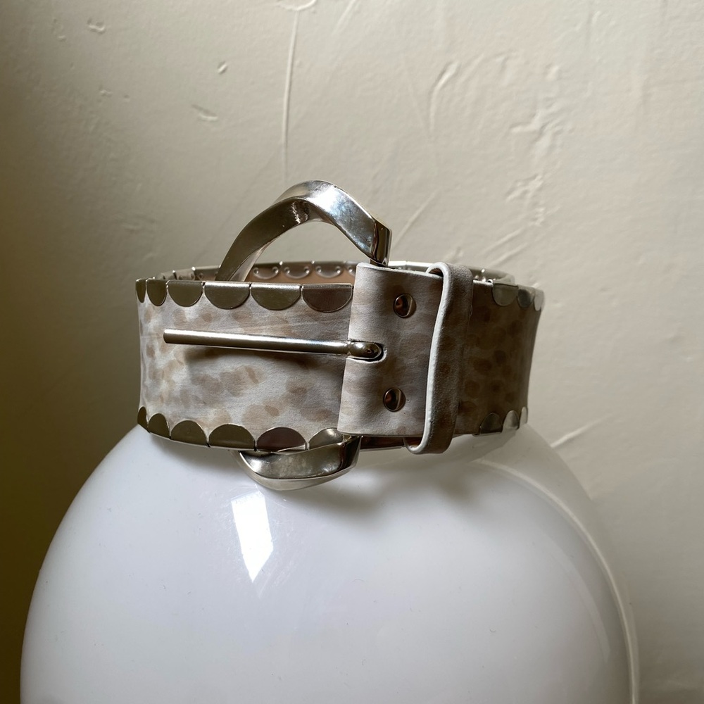 Maryam Nassir Zadeh Mundo Silver and Cream Studded Belt